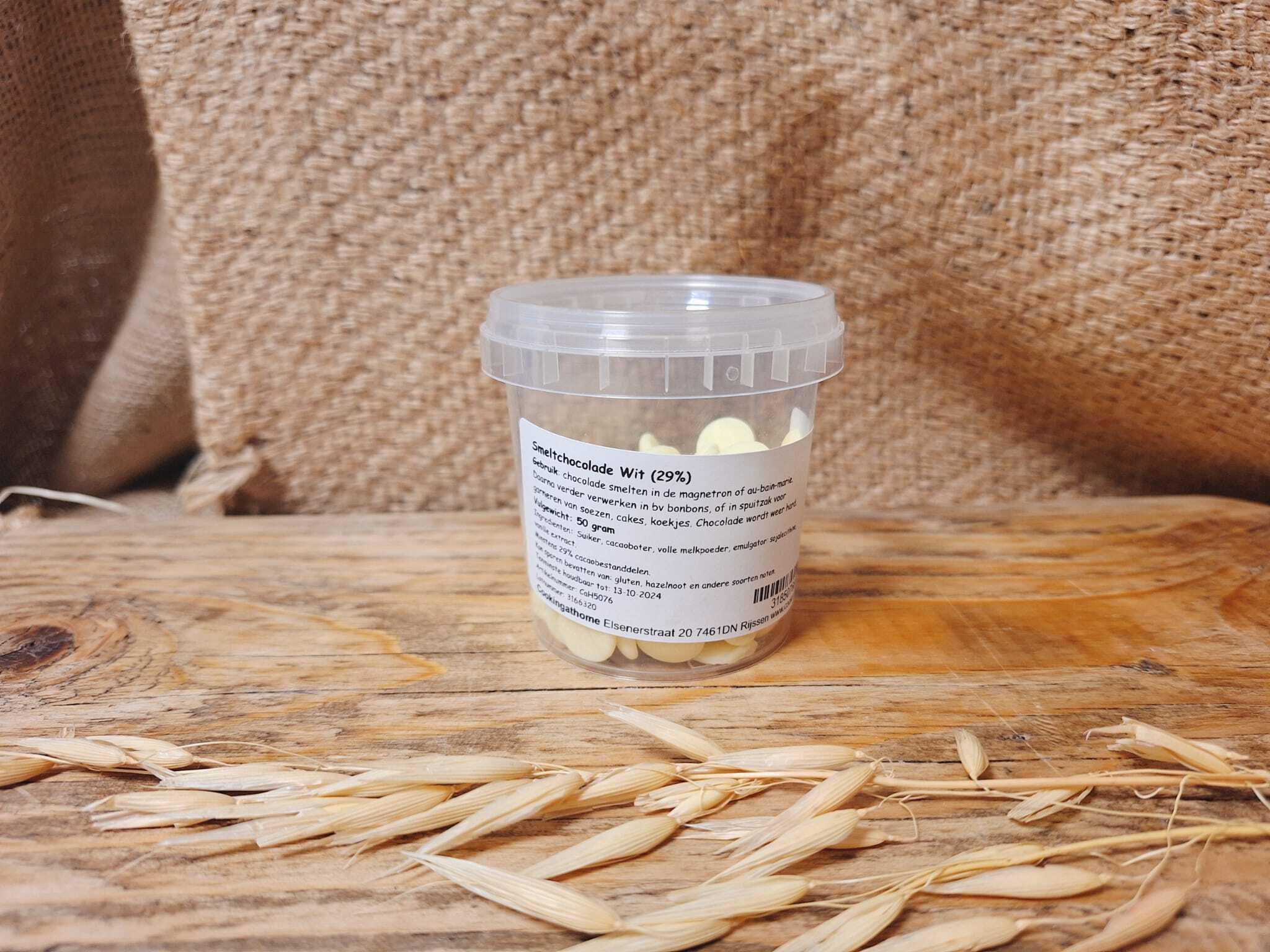 Smeltchocolade Wit voor garnering 50 gram