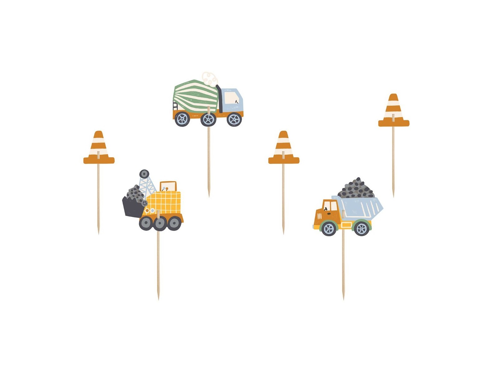 Cupcake Toppers - Constructie Werk pk/6
