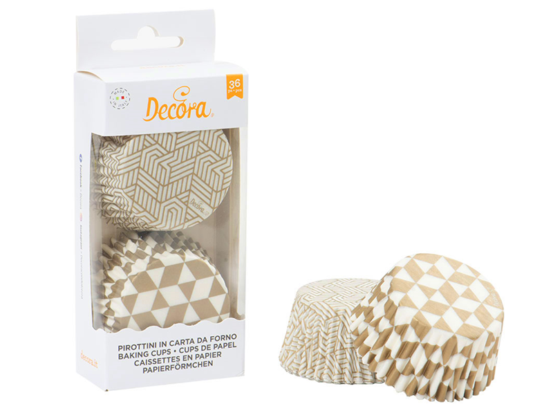 Cupcake Cups Geometrie Goud 36 st. Decora **