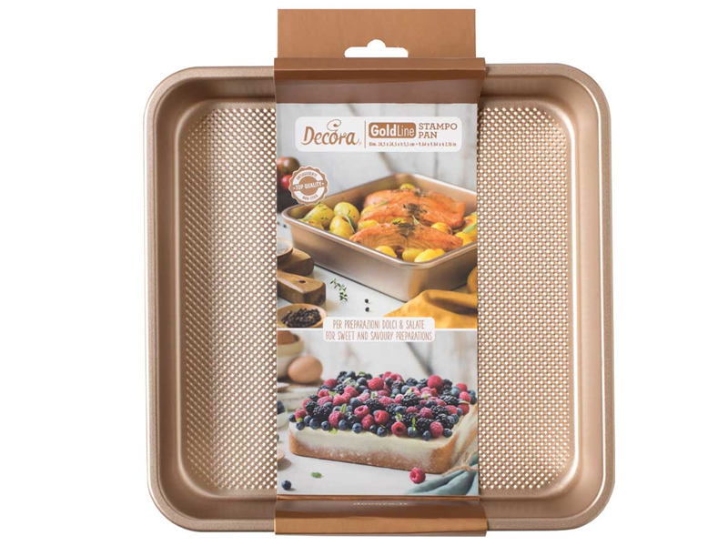 Bakvorm Vierkant 24.5 x 24.5 x 5.5 cm (non stick) (GOLD LINE)