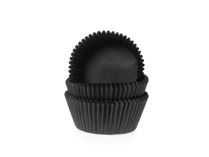 Cupcake cups Mini effen Zwart - 35x23 mm