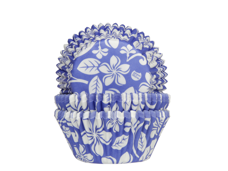 Cupcake cups Aloha bloem blauw 50x33mm 50st