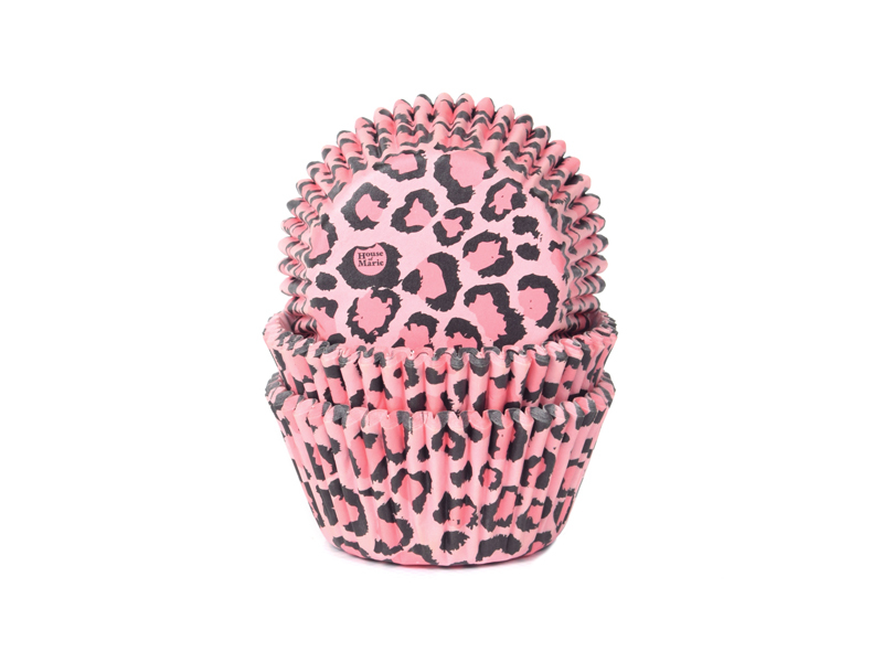 Cupcake Cups Luipaard Roze 50st.