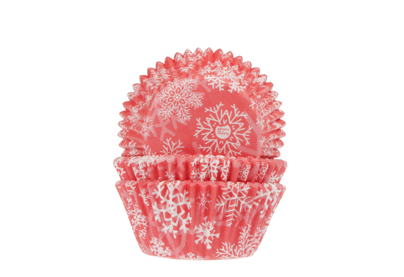 Cupcake Cups HoM Sneeuw Kristal Rood 50x33mm. 50st.