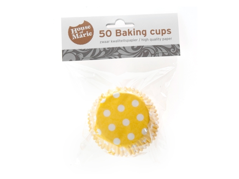 Cupcake Cups Stip Geel 50st