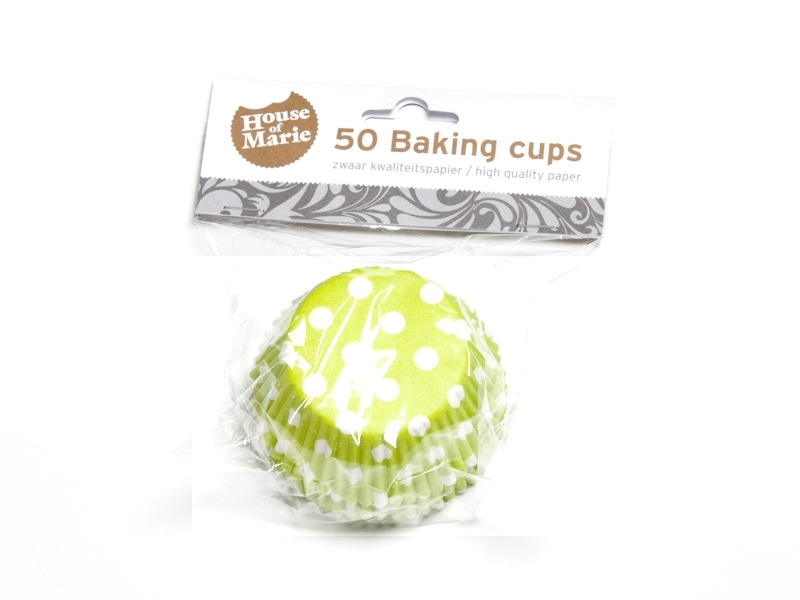 Cupcake cups Stip Lime groen 50st.**