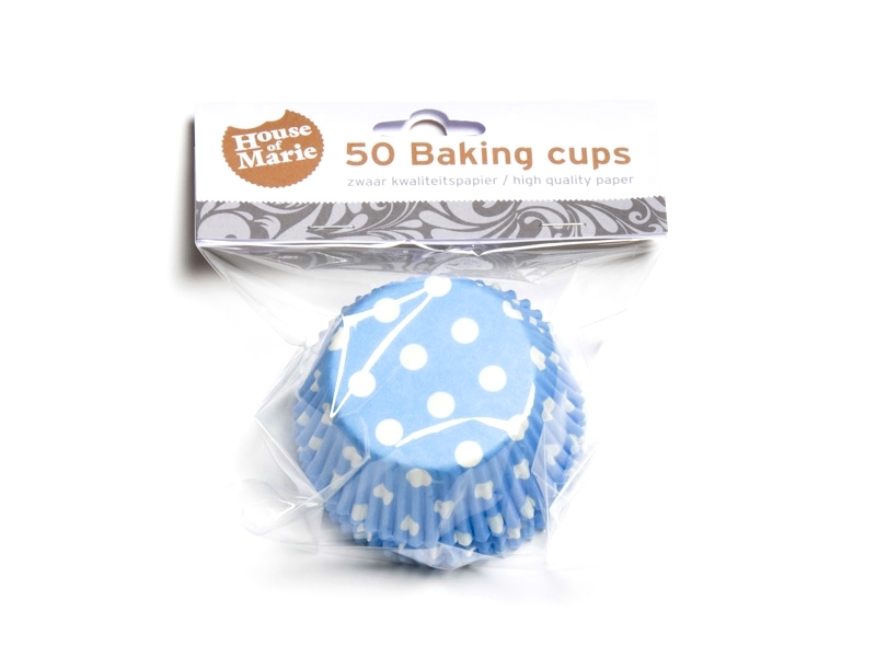 Cupcake Cups Blauw met Stip 50st