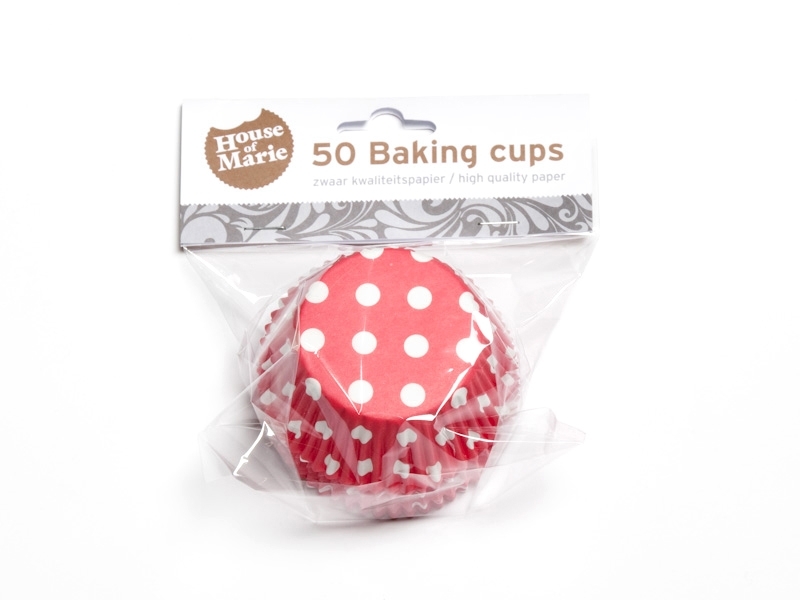 Cupcake Cups Stip Rood pk/50