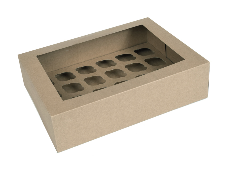 Cupcake doosje 24x Mini Kraft per stuk